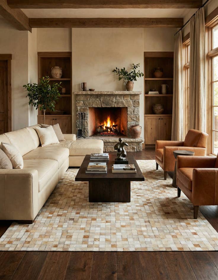 Detail image of 5' x 7' 11 Cowhide Stocks Rug