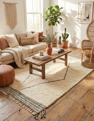5' 7 x 8' 2 Hand Knotted Moroccan Wool Rug