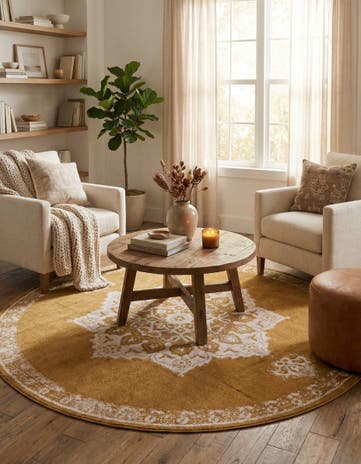 Yellow Eden Round Rug