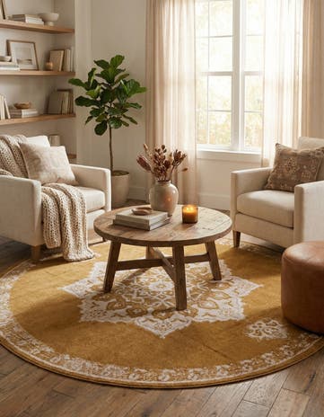 Yellow Eden Round Rug