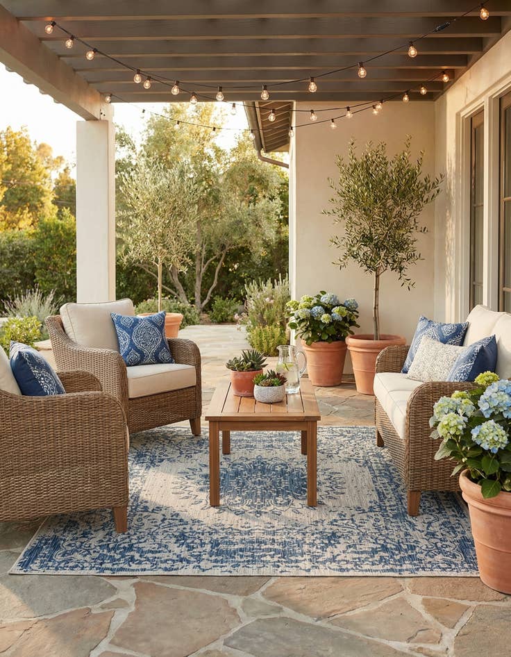 Detail image of 7' 10 x 7' 10  Washable Traditional Indoor / Outdoor Square Rug