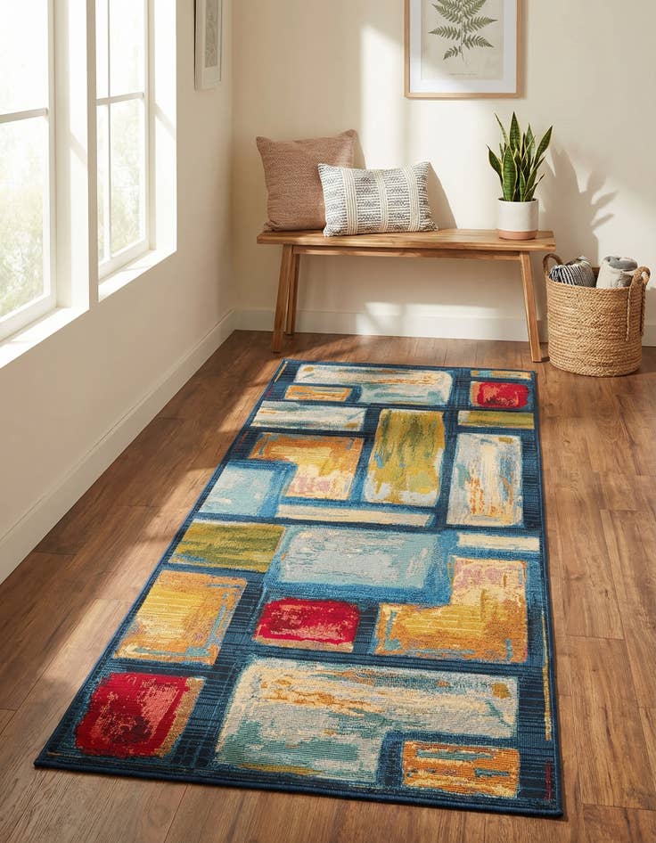 Detail image of 2' x 5' Easy-Clean Modern Indoor / Outdoor Runner Rug
