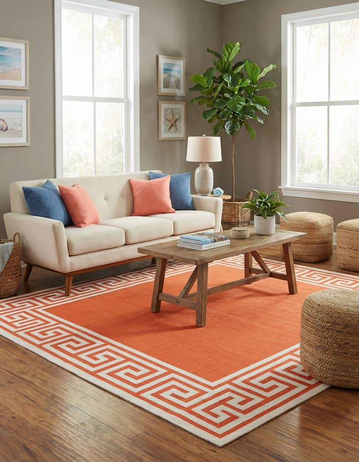 Detail image of  7' 10 x 7' 10  Washable Coastal Indoor / Outdoor Square Rug