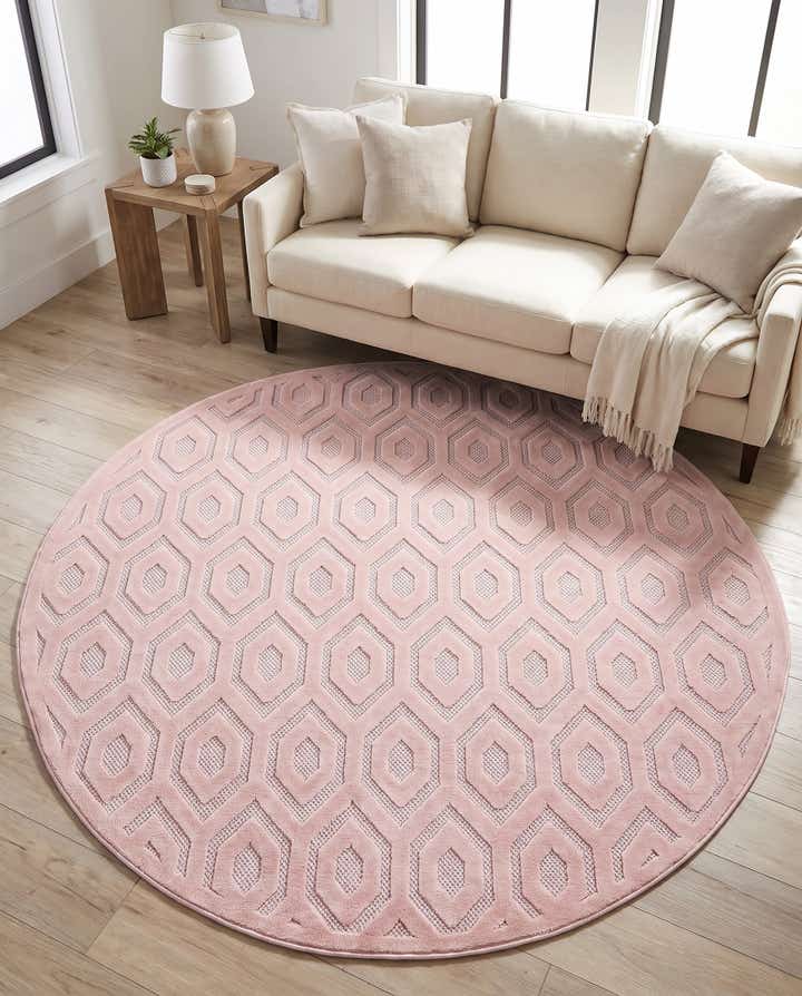 7' x 7' Easy-Clean Trellis Textured Indoor / Outdoor Round Rug