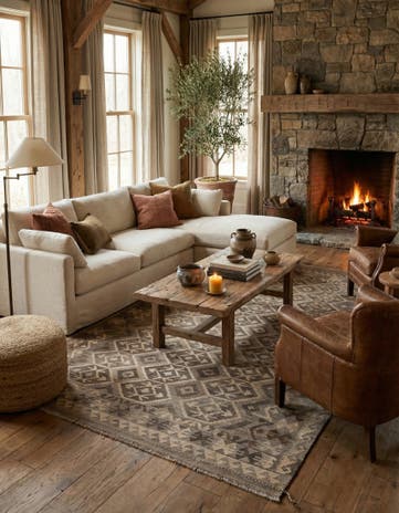 6' 7 x 9' 11 Hand Woven Kilim Maymana Wool Rug