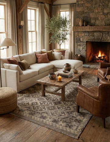 6' 7 x 9' 11 Hand Woven Kilim Maymana Wool Rug