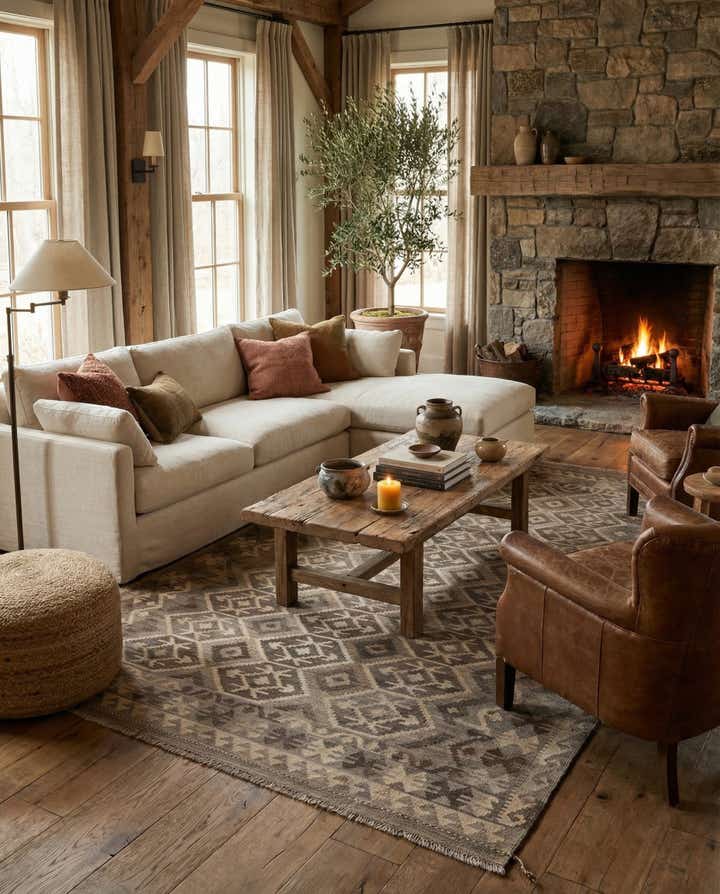 6' 7 x 9' 11 Hand Woven Kilim Maymana Wool Rug