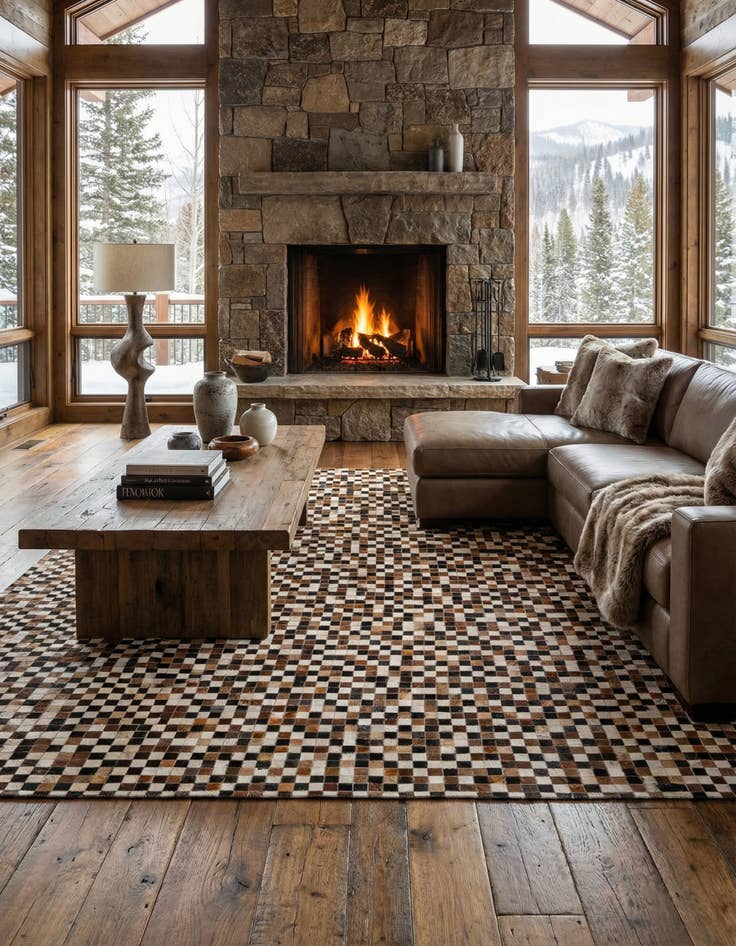 Detail image of 5' 7 x 7' 9 Cowhide Stocks Rug