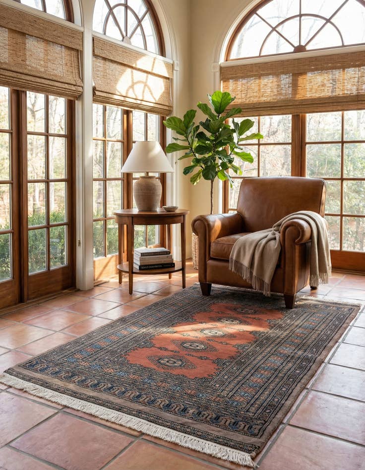 Detail image of  3' 2 x 4' 11  Hand Knotted Bokhara Oriental Wool Rug