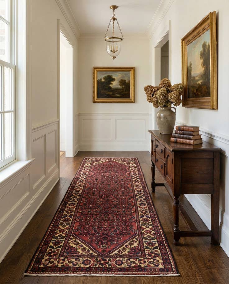 Detail image of 3' 10 x 10' 2 Hand Knotted Hossainabad Persian Wool Runner Rug