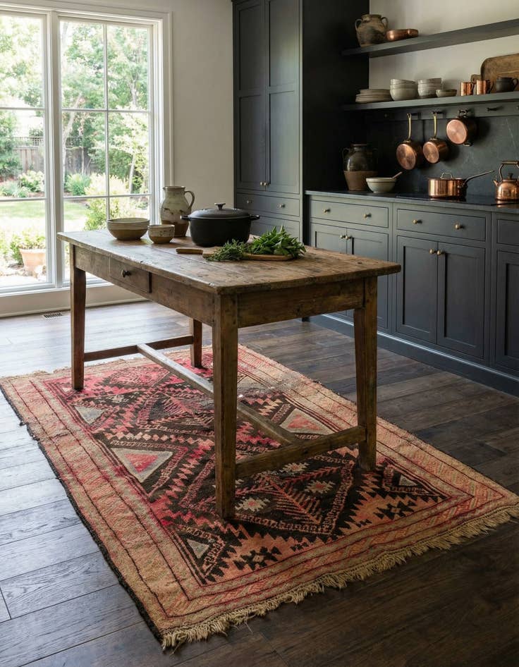 Detail image of  4' 2 x 6' 4  Hand Knotted Hamedan Persian Wool Rug