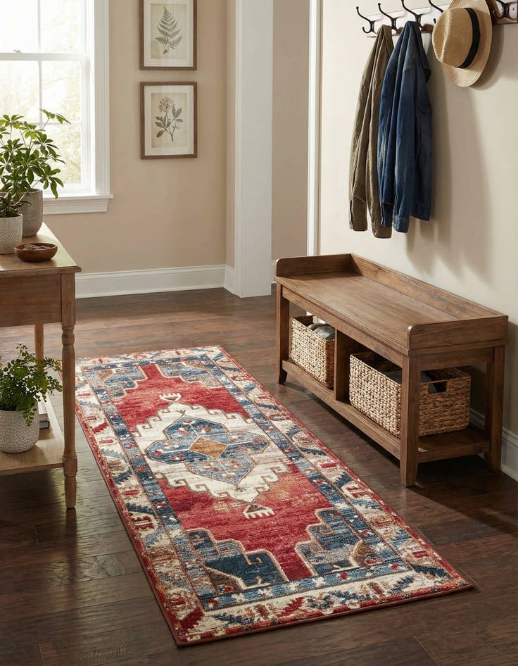 Detail image of 2' x 5'  Washable Traditional Indoor / Outdoor Runner Rug