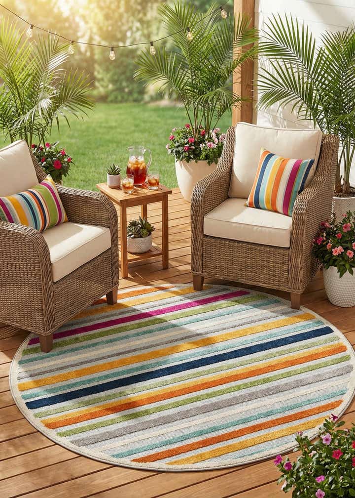 5' 3 x 5' 3 Easy-Clean Aruba Indoor / Outdoor Round Rug