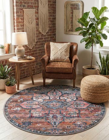 Washable Nostalgia Round Rug