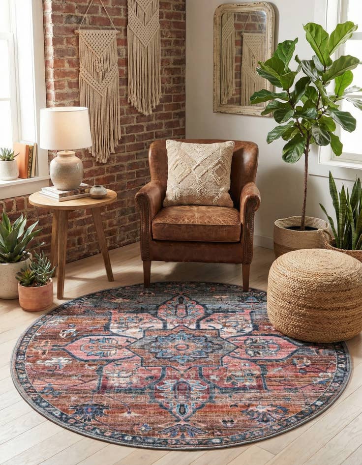 Detail image of 4' x 4'  Washable Nostalgia Round Rug