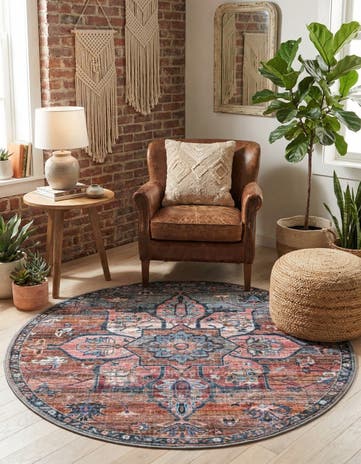 Washable Nostalgia Round Rug