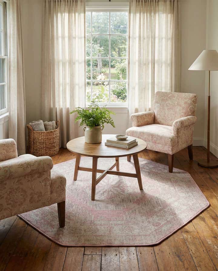 5' 3 x 5' 3 Easy-Clean Traditional Indoor / Outdoor Octagon Rug