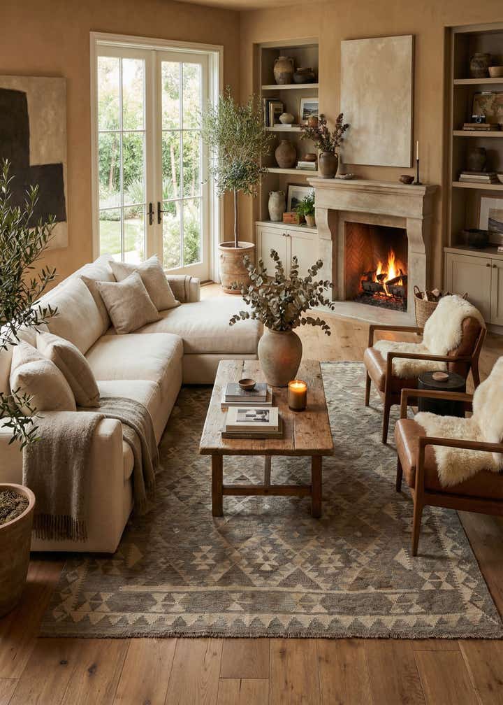 5' 1 x 6' 11 Hand Woven Kilim Maymana Wool Rug