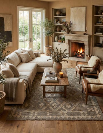 5' 1 x 6' 11 Hand Woven Kilim Maymana Wool Rug