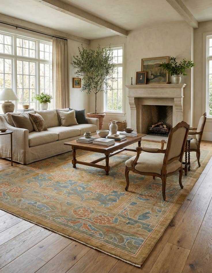 Detail image of 10' 5 x 15' 7  Hand Knotted Oushak Wool Rug