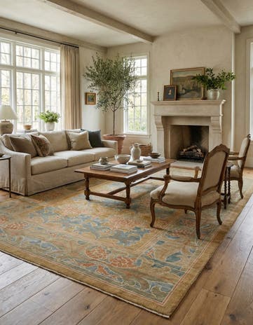 10' 5 x 15' 7 Hand Knotted Oushak Wool Rug