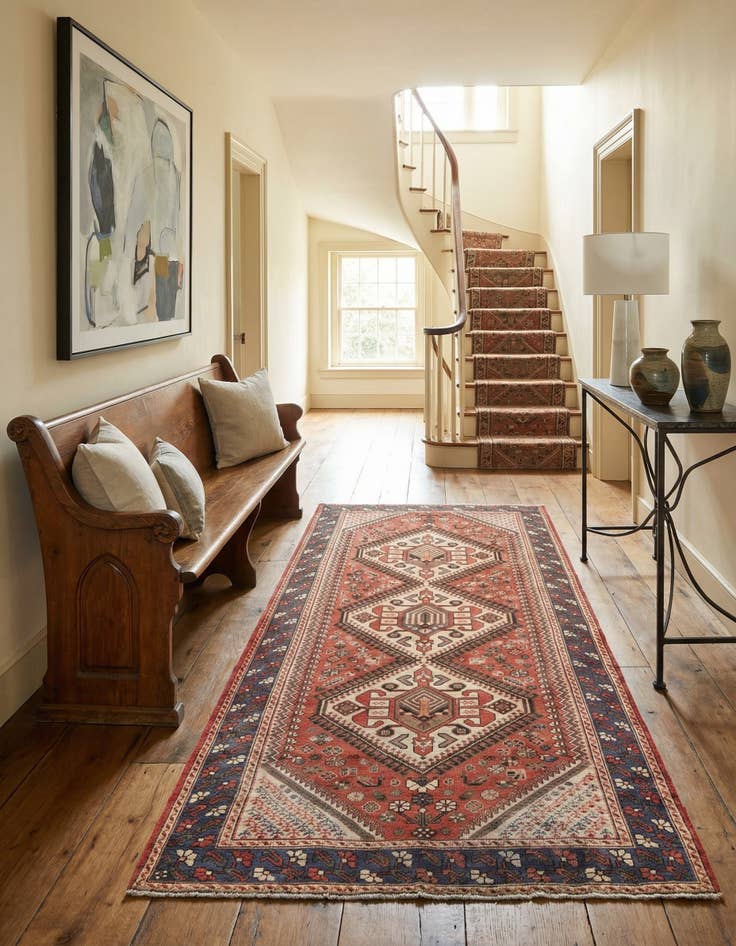 Detail image of 5' x 9' 9  Hand Knotted Shiraz Persian Wool Runner Rug