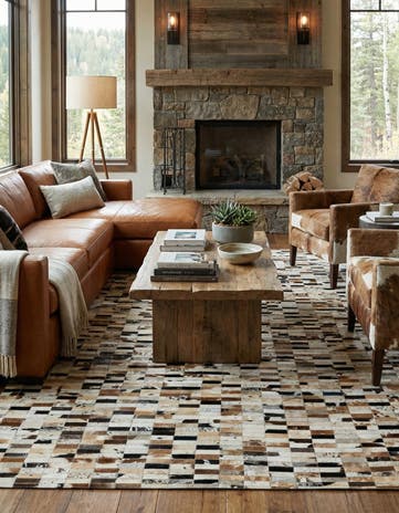 5' 3 x 8' 2 Cowhide - Patchwork Rug