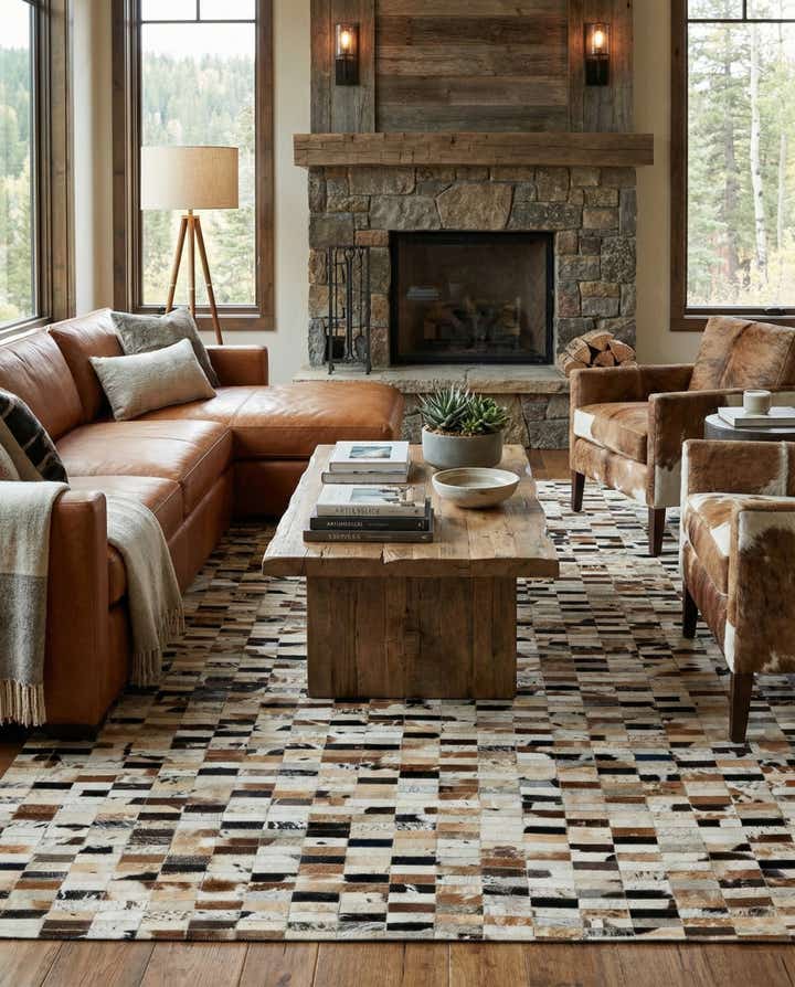 5' 3 x 8' 2 Cowhide - Patchwork Rug