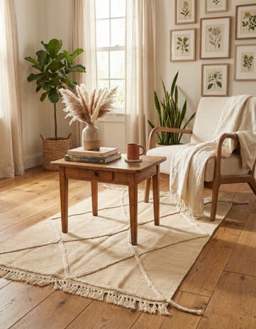 3' 5 x 5' Hand Knotted Moroccan Wool Rug