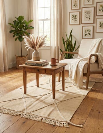 3' 5 x 5' Hand Knotted Moroccan Wool Rug