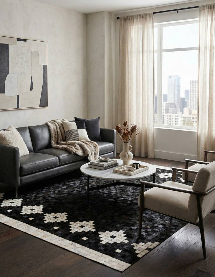 Detail image of 5' 1 x 8' Cowhide Stocks Rug