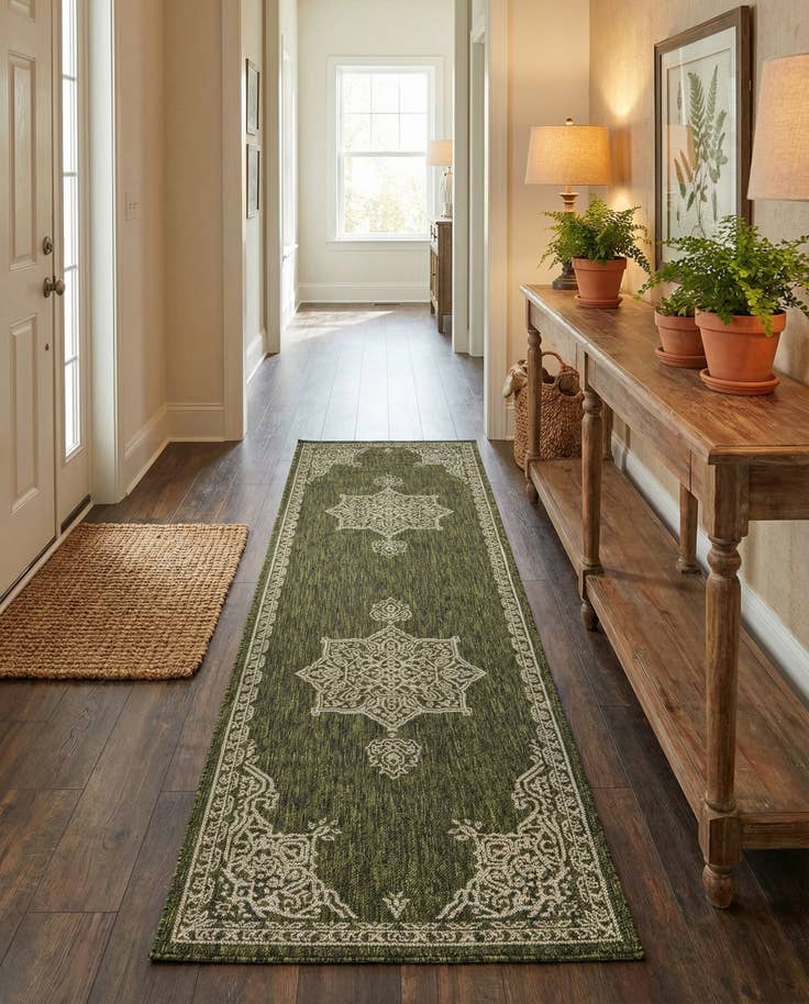 Detail image of 2' 7 x 10' Easy-Clean Traditional Indoor / Outdoor Runner Rug