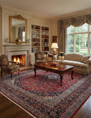 9' 9 x 13' 3 Hand Knotted Kashan Persian Wool Rug