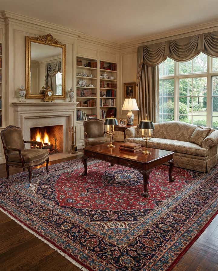 9' 9 x 13' 3 Hand Knotted Kashan Persian Wool Rug