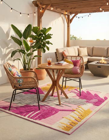 Pink Easy-Clean Aruba Indoor / Outdoor Square Rug