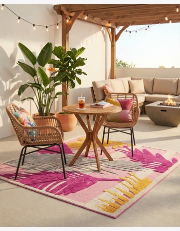 Pink Easy-Clean Aruba Indoor / Outdoor Square Rug