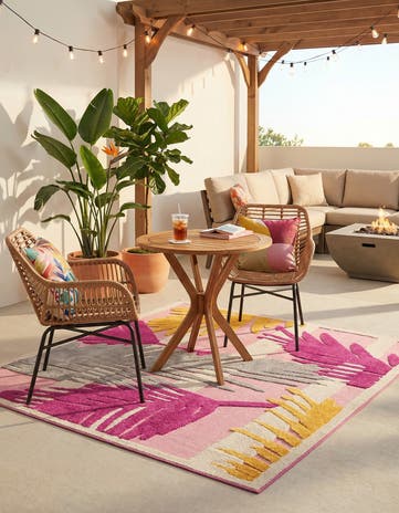 Pink Easy-Clean Aruba Indoor / Outdoor Square Rug