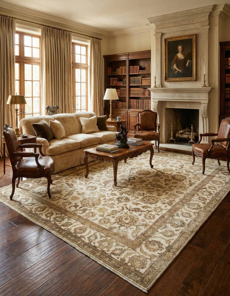 Detail image of 9' 7 x 12' 7  Hand Knotted Vintage Royal Persian Wool Rug