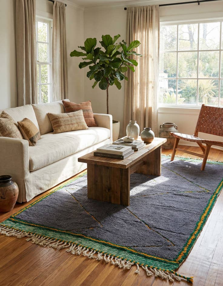 Detail image of  4' 4 x 7' 2  Hand Knotted Moroccan Wool Rug