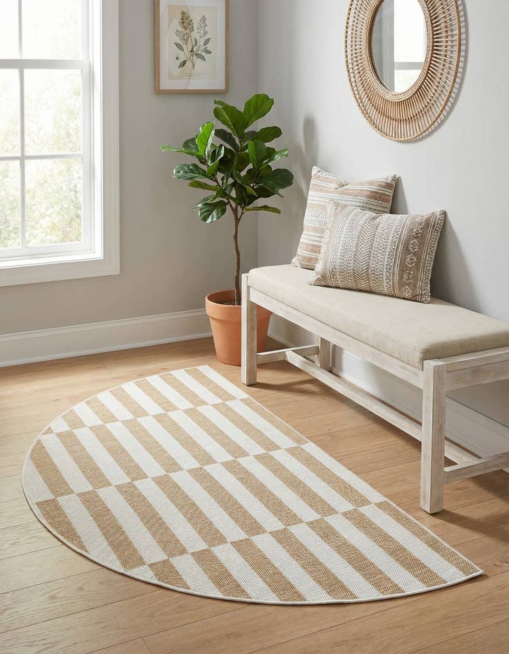 Detail image of 3' x 6'  Washable Striped Indoor / Outdoor Hearth Rug