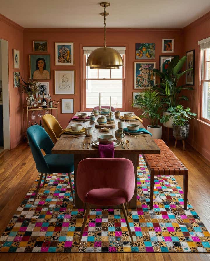 5' 1 x 8' Cowhide Leather Rug