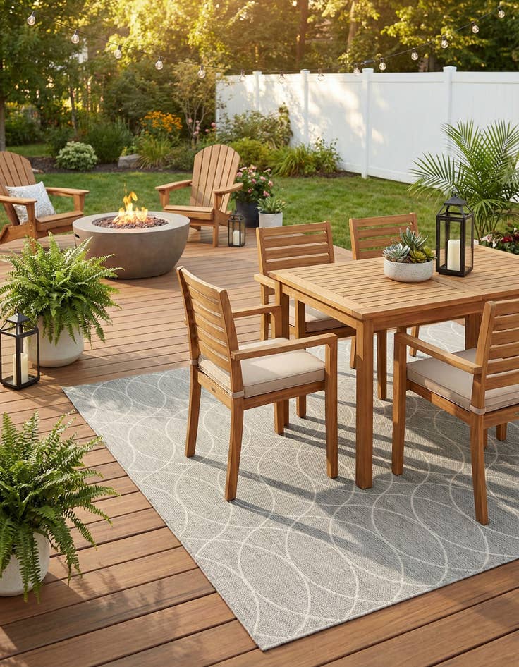 Detail image of  10' x 10'  Washable Lattice Indoor / Outdoor Square Rug