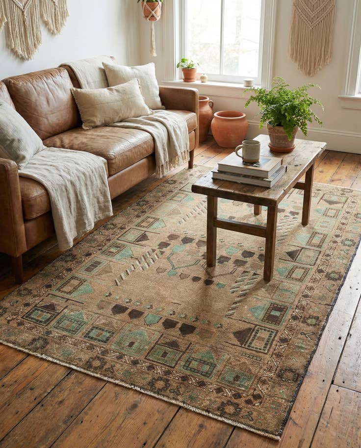 Detail image of 3' 8 x 5' 9 Hand Knotted Ultra Vintage Persian Wool Rug