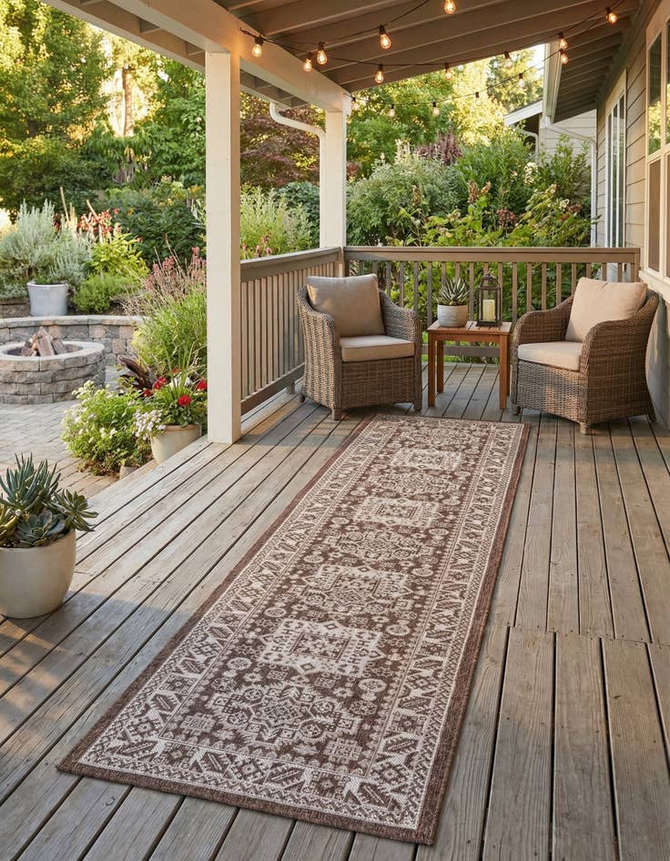 Detail image of 2' 7 x 12'  Washable Aztec Indoor / Outdoor Runner Rug