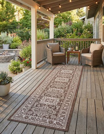 2' 7 x 12' Easy-Clean Aztec Indoor / Outdoor Runner Rug