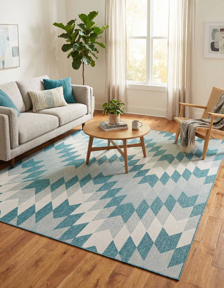 Detail image of  7' 10 x 10'  Washable Modern Indoor / Outdoor Rug