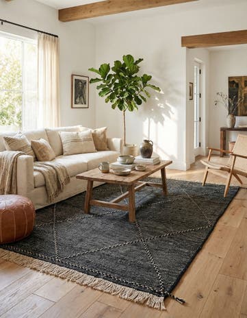 5' 7 x 8' Hand Knotted Moroccan Wool Rug