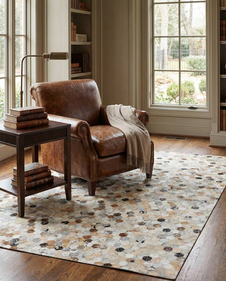 Detail image of 5' 2 x 7' 5 Cowhide Stocks Rug