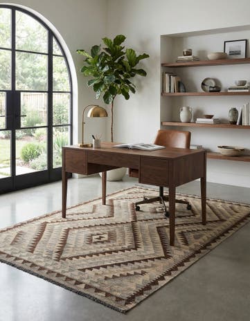4' 1 x 6' 3 Hand Woven Kilim Maymana Wool Rug