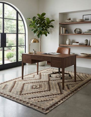 4' 1 x 6' 3 Hand Woven Kilim Maymana Wool Rug